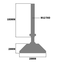30-M12D80-1 MODULAR SOLUTIONS PLASTIC FOOT<BR>80MM PAD, M12 THREAD W/ JAM NUT